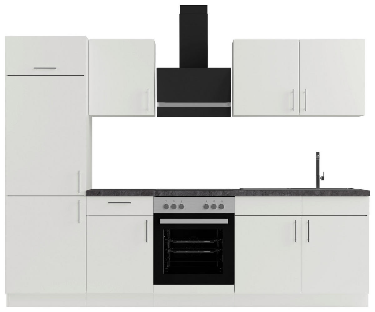 KÜCHENBLOCK 270 cm   in Weiß  - Edelstahlfarben/Graphitfarben, Design, Holzwerkstoff/Metall (270cm) - Xora