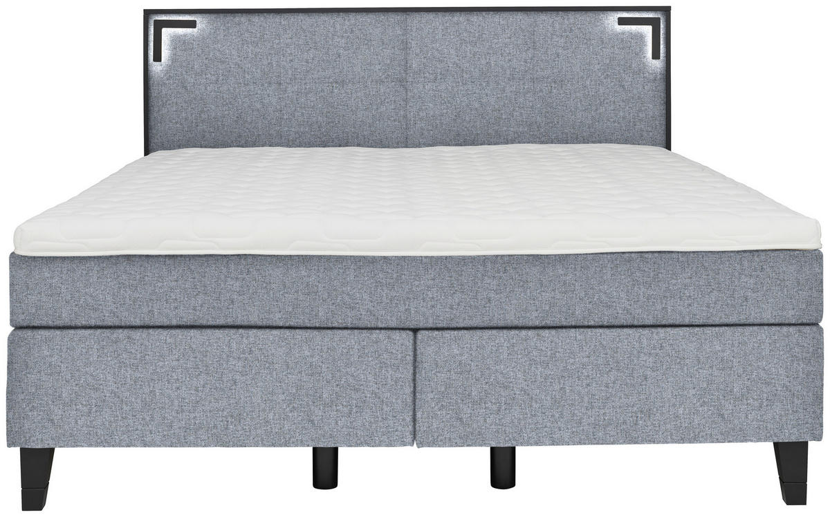 BOXSPRINGBETT 180/200 cm  in Grau  - Schwarz/Grau, Design, Holz/Textil (180/200cm) - Hom`in