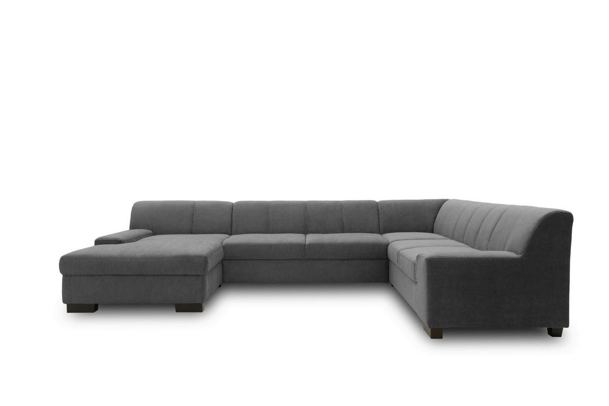 WOHNLANDSCHAFT Anthrazit Webstoff  - Wengefarben/Anthrazit, Design, Holz/Textil (153/328/212cm) - MID.YOU