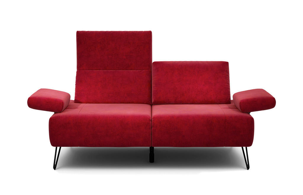 2-SITZER-SOFA in Samt Rot  - Rot/Schwarz, Design, Textil/Metall (164-194/85/86-94cm) - SENSOO