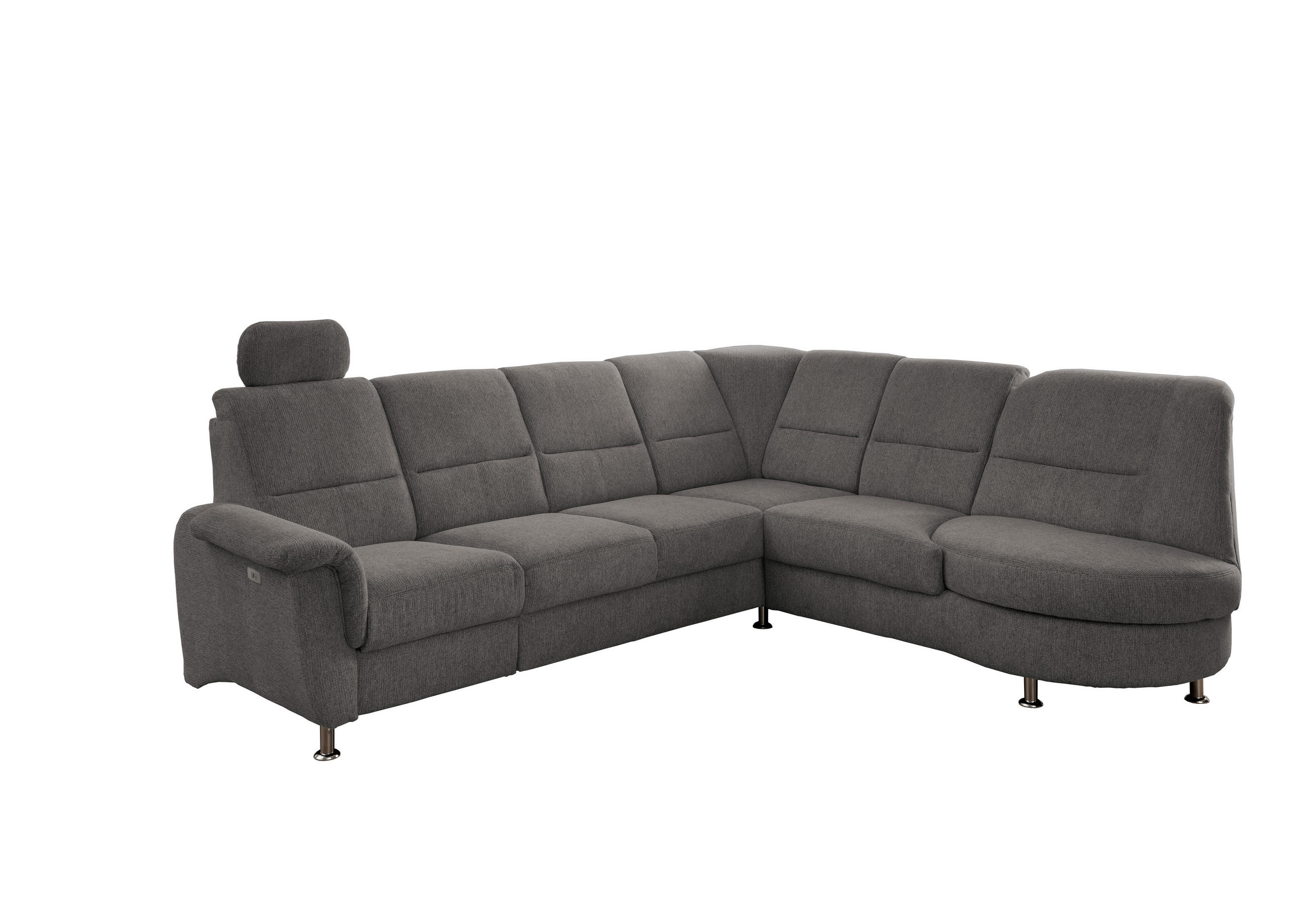 ECKSOFA in Chenille Graubraun  - Chromfarben/Graubraun, Modern, Textil/Metall (275/236cm) - Livetastic