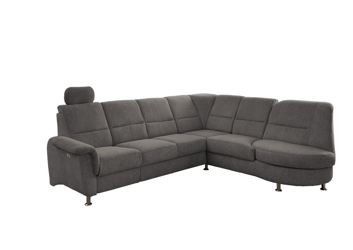 ECKSOFA in Chenille Graubraun  - Chromfarben/Graubraun, Modern, Textil/Metall (275/236cm) - Livetastic