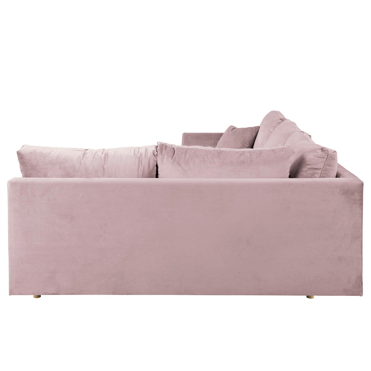 ECKSOFA inkl. Hocker Ariella Rosa Samt Rückenkissen, Hocker  - Naturfarben/Rosa, Design, Holz/Textil (231/161cm) - Livetastic