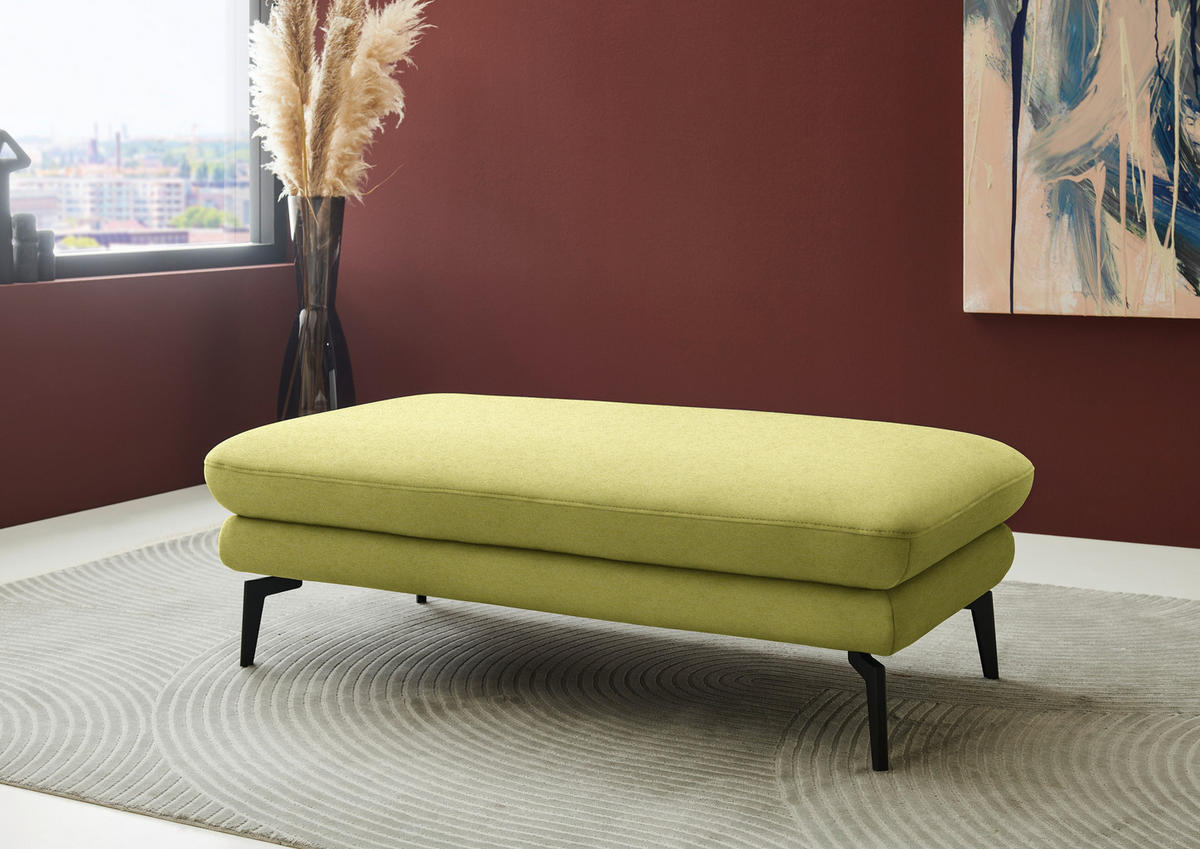 ECKSOFA Chenille, Flachgewebe Hellgrün  - Schwarz/Hellgrün, Design, Textil/Metall (180/284cm) - Dieter Knoll