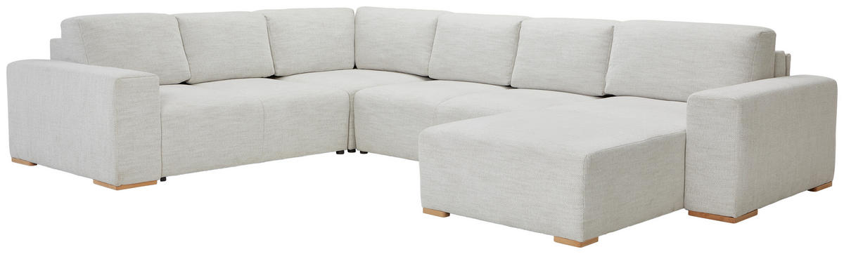 WOHNLANDSCHAFT in Flachgewebe Beige  - Beige/Buchefarben, Konventionell, Holz/Kunststoff (283/371/208cm) - Livetastic