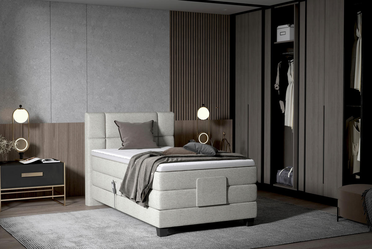 BOXSPRINGBETT 100/200 cm  in Beige  - Beige/Schwarz, KONVENTIONELL, Holz/Kunststoff (100/200cm) - Esposa