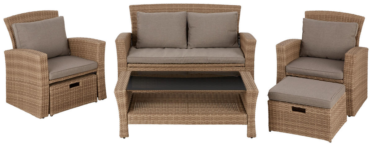 VRTNI SET   metal, plastika, staklo, tekstil  antracit, boje pijeska, svijetlo smeđa  - boje meda/svijetlo smeđa, Romantično / ladanjski, staklo/metal - Ambia Garden