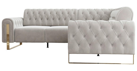 ECKSOFA  in Velours Beige  264/264 cm  - Beige/Goldfarben, KONVENTIONELL, Textil/Metall (264/264cm) - Carryhome