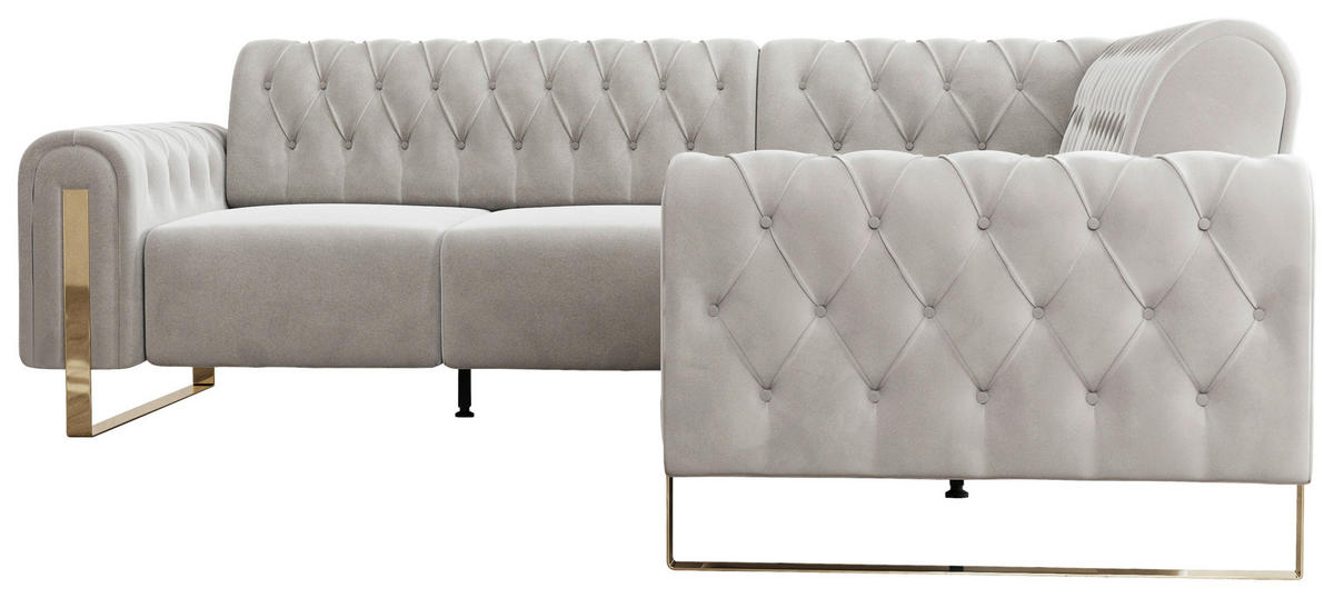 ECKSOFA  in Velours Beige  264/264 cm  - Beige/Goldfarben, KONVENTIONELL, Textil/Metall (264/264cm) - Carryhome