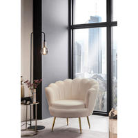 SESSEL in Bouclé Beige  - Beige/Goldfarben, MODERN, Textil/Metall (76/78/76cm) - Livetastic