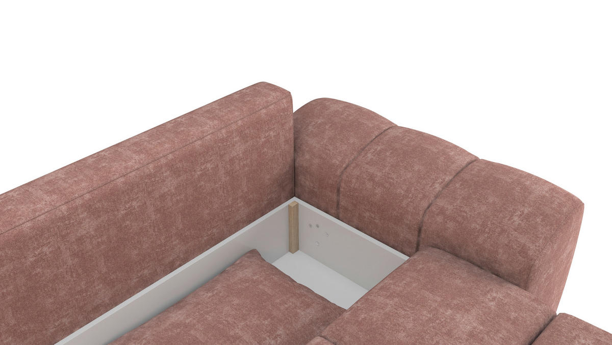 BIGSOFA Chenille Rosa  - Schwarz/Rosa, KONVENTIONELL, Kunststoff/Textil (266/89/104cm) - Carryhome