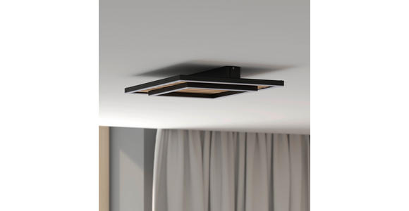 LED-DECKENLEUCHTE 40/40/6 cm   - Schwarz, Design, Holz/Kunststoff (40/40/6cm) - Novel