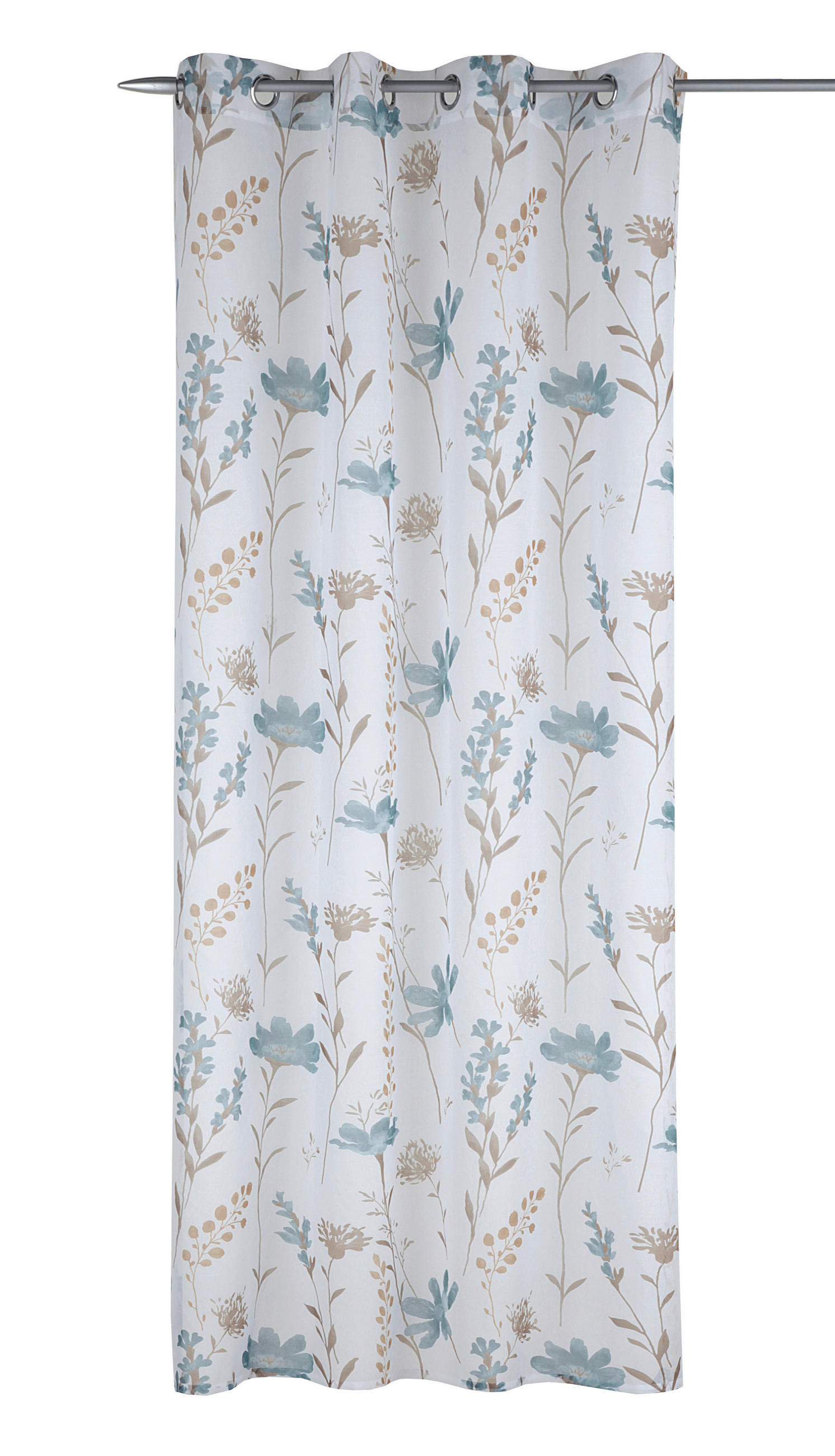 FERTIGVORHANG halbtransparent  - Hellbraun/Hellblau, Basics, Textil (135/245cm)