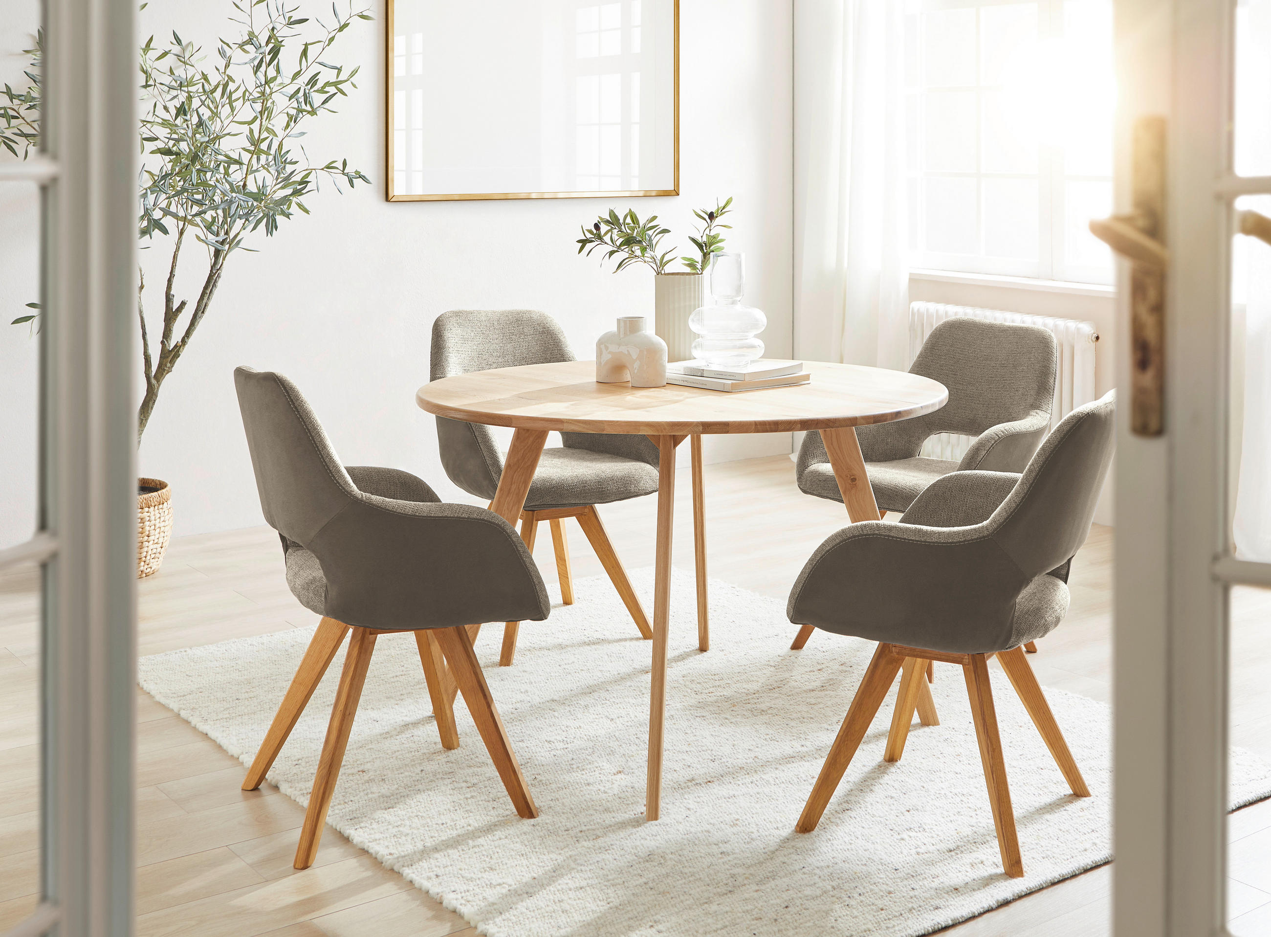 ARMLEHNSTUHL  in Flachgewebe, Mikrofaser  - Wildeiche/Eichefarben, Design, Holz/Textil (56/86/64cm) - Lomoco