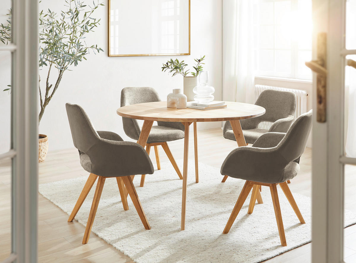 ARMLEHNSTUHL  in Flachgewebe, Mikrofaser  - Wildeiche/Eichefarben, Design, Holz/Textil (56/86/64cm) - Lomoco