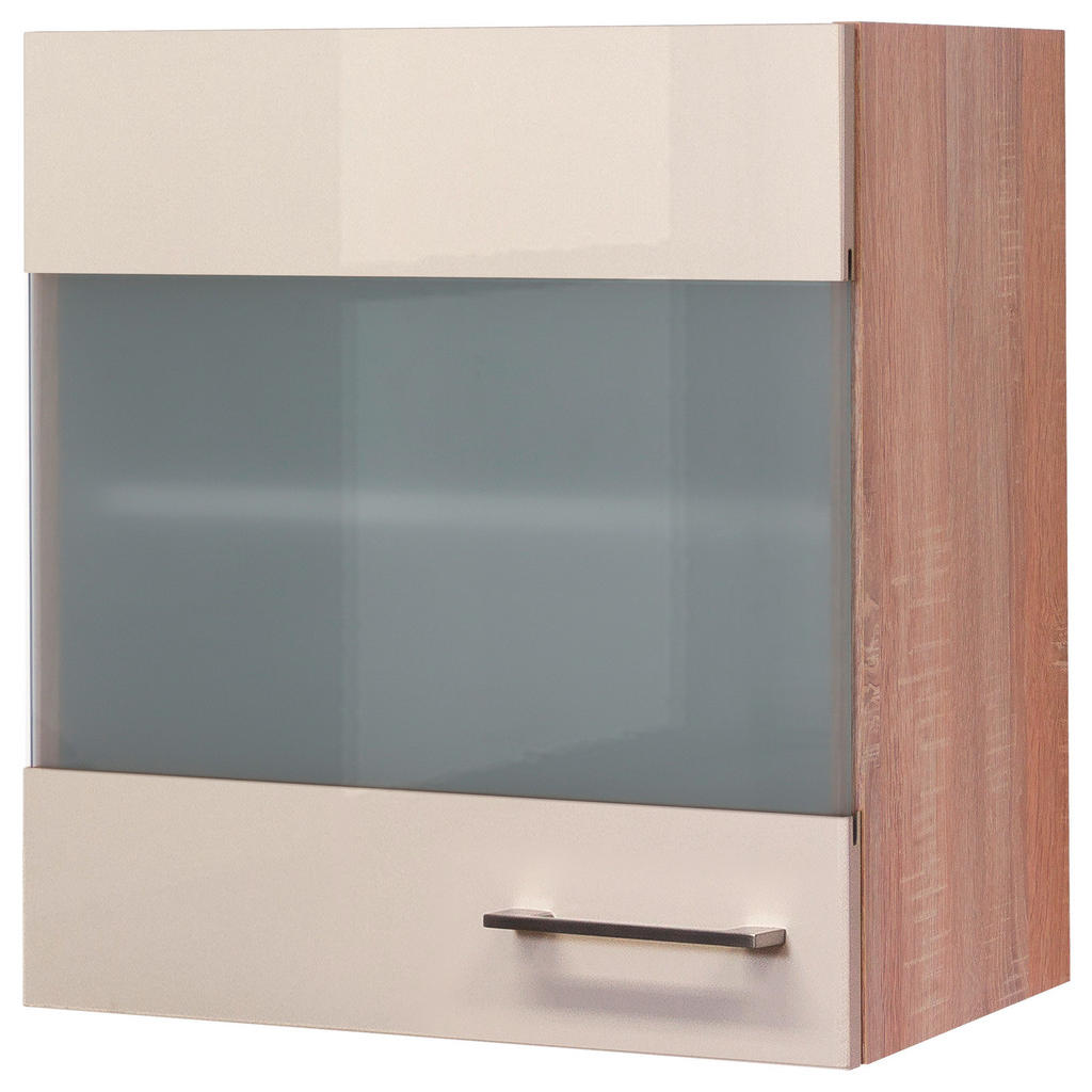 Küchenoberschrank Nepal 50 cm Kaschmir/Eiche mit Glaseinsatz