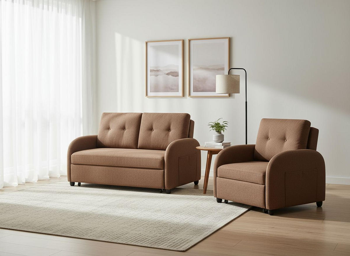 ROZKLADACIA POHOVKA, textil, hrdzavá - čierna/hrdzavá, Design, textil/plast (140/94/95cm) - Livetastic