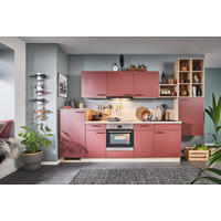 KÜCHENLEERBLOCK 330 cm   in Rot, Eichefarben  - Eichefarben/Rot, KONVENTIONELL, Holzwerkstoff/Metall (330cm) - Welnova