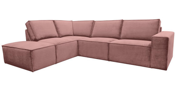 ECKSOFA Rosa Chenille  - Schwarz/Rosa, KONVENTIONELL, Kunststoff/Textil (212/275cm) - Carryhome