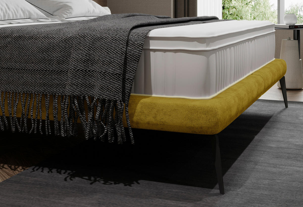 POLSTERBETT 180/200 cm  in Gelb  - Gelb/Schwarz, Modern, Textil/Metall (180/200cm) - Livetastic