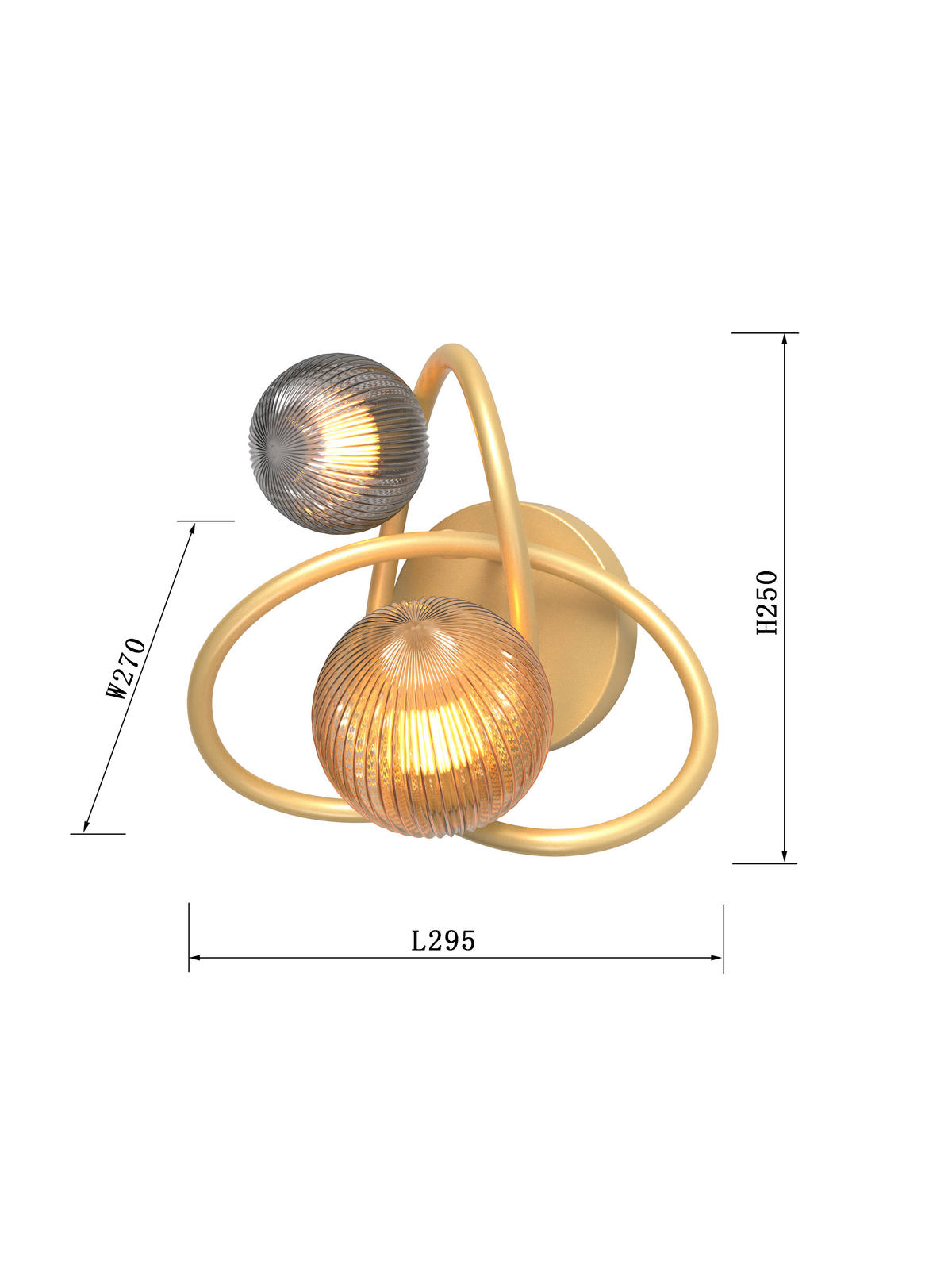 APLICĂ DE PERETE CU LED - auriu, Design, sticlă/metal (27/25,6/29,5cm) - Wofi