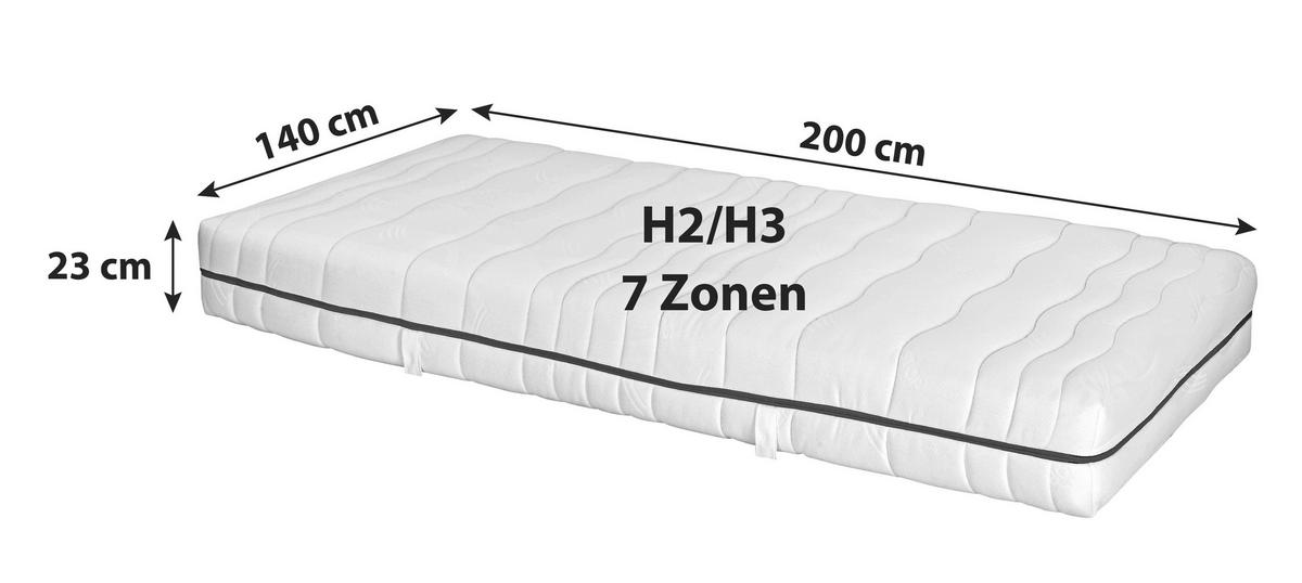 WENDEMATRATZE H2+H3 140/200 cm Höhe ca. 23 cm 7 -Zonen - Weiß, Basics, Textil (140/200cm) - Livetastic