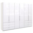 FALTTÜRENSCHRANK Glasfront  in Weiß  - Chromfarben/Weiß, Basics, Glas/Holzwerkstoff (300/216/58cm) - Venda
