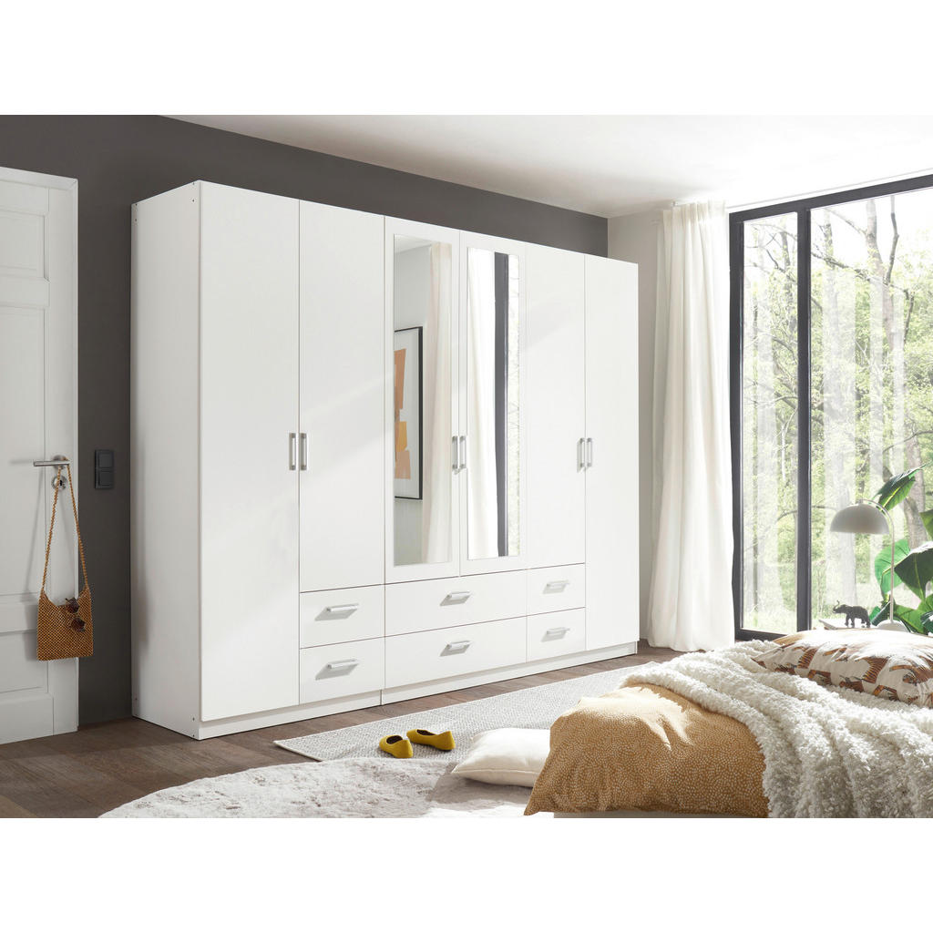 Thumbnail - Mid.you Drehtürenschrank, Weiß, Kunststoff, 3 Fächer, 6 Schubladen, 271x210x54 cm, in verschiedenen Holzdekoren erhältli...