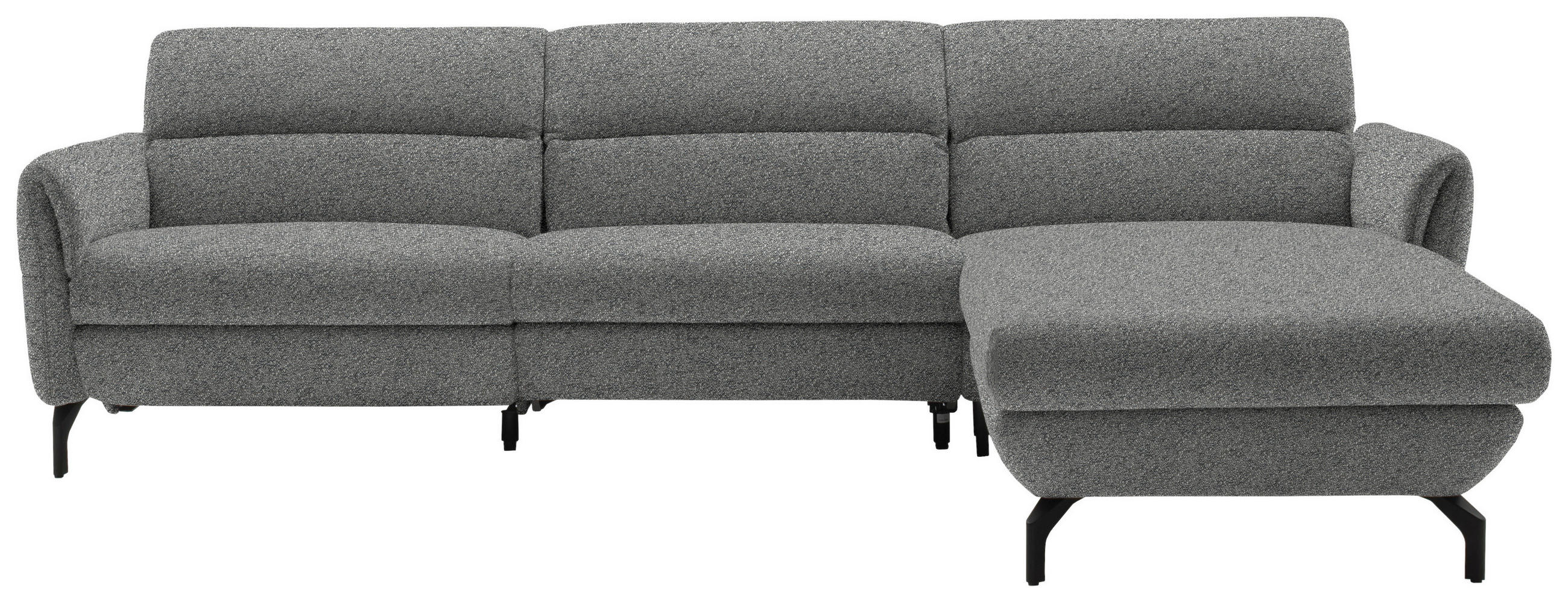 ECKSOFA in Chenille Grau  299/187 cm  - Schwarz/Grau, Design, Textil/Metall (299/187cm) - Schöner Wohnen