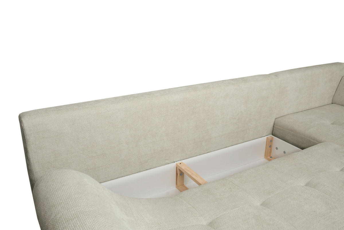 ECKSOFA Hellgrau Struktur  - Hellgrau/Schwarz, KONVENTIONELL, Textil/Metall (274/194cm) - Carryhome