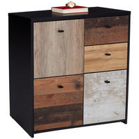 KOMODA  77,2/77,5/29,6 cm  crna, boja hrasta, boja pinije  - boja hrasta/boja pinije, Moderno, metal/pločasti materijal (77,2/77,5/29,6cm) - Carryhome