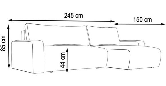 ECKSOFA in Cord Dunkelgrau  - Dunkelgrau/Schwarz, MODERN, Kunststoff/Textil (150/245cm) - Carryhome