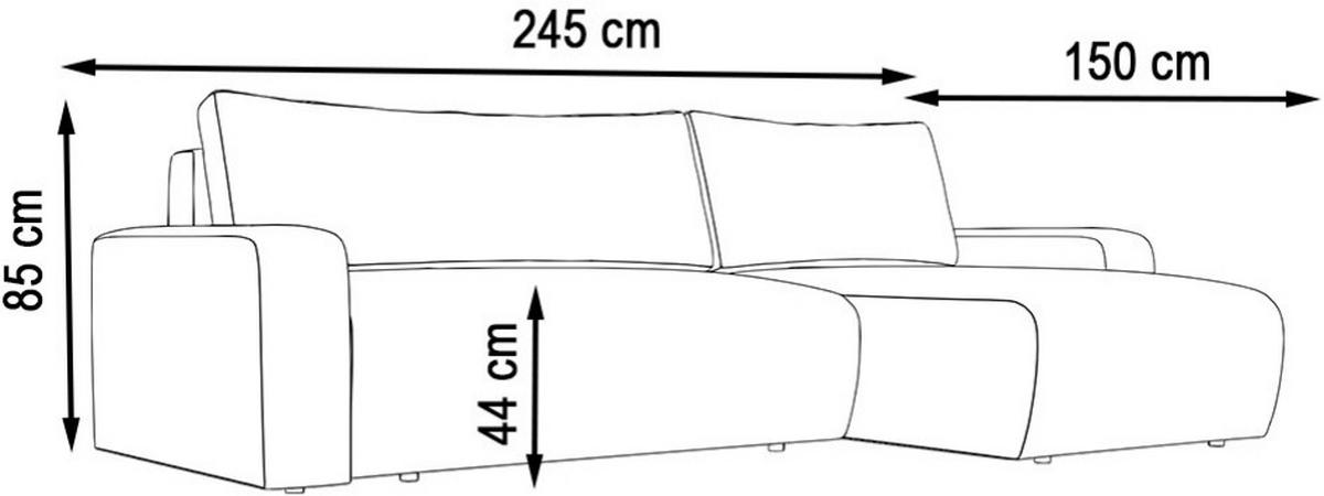 ECKSOFA Cord Dunkelgrau  - Dunkelgrau/Schwarz, Modern, Kunststoff/Textil (150/245cm) - Carryhome