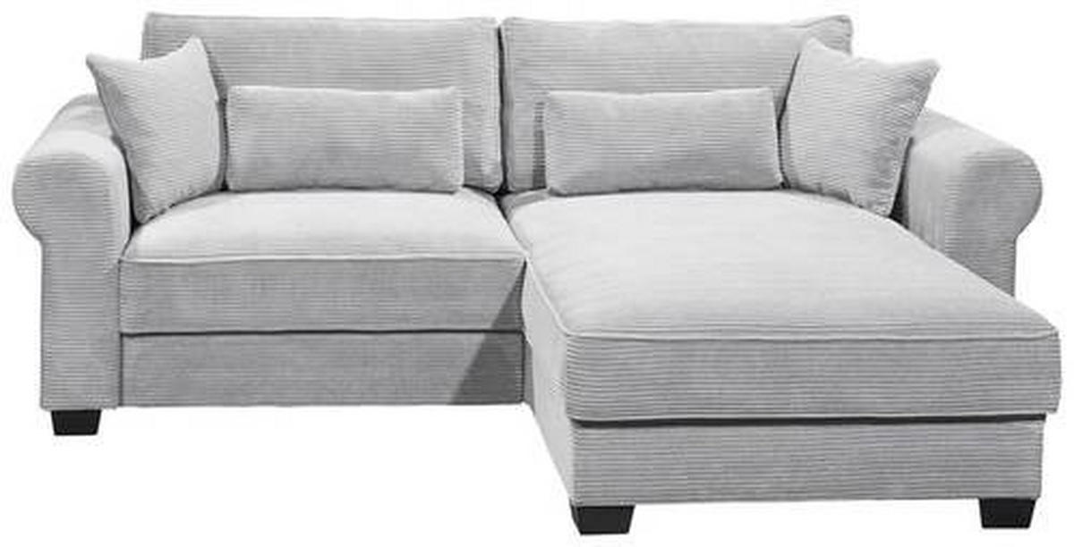 ECKSOFA in Cord Grau  - Schwarz/Grau, Basics, Kunststoff/Textil (255/92/185cm) - MID.YOU