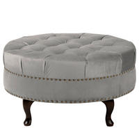 HOCKER Textil Grau  - Braun/Grau, Design, Holz/Textil (80/45/80cm) - Livetastic