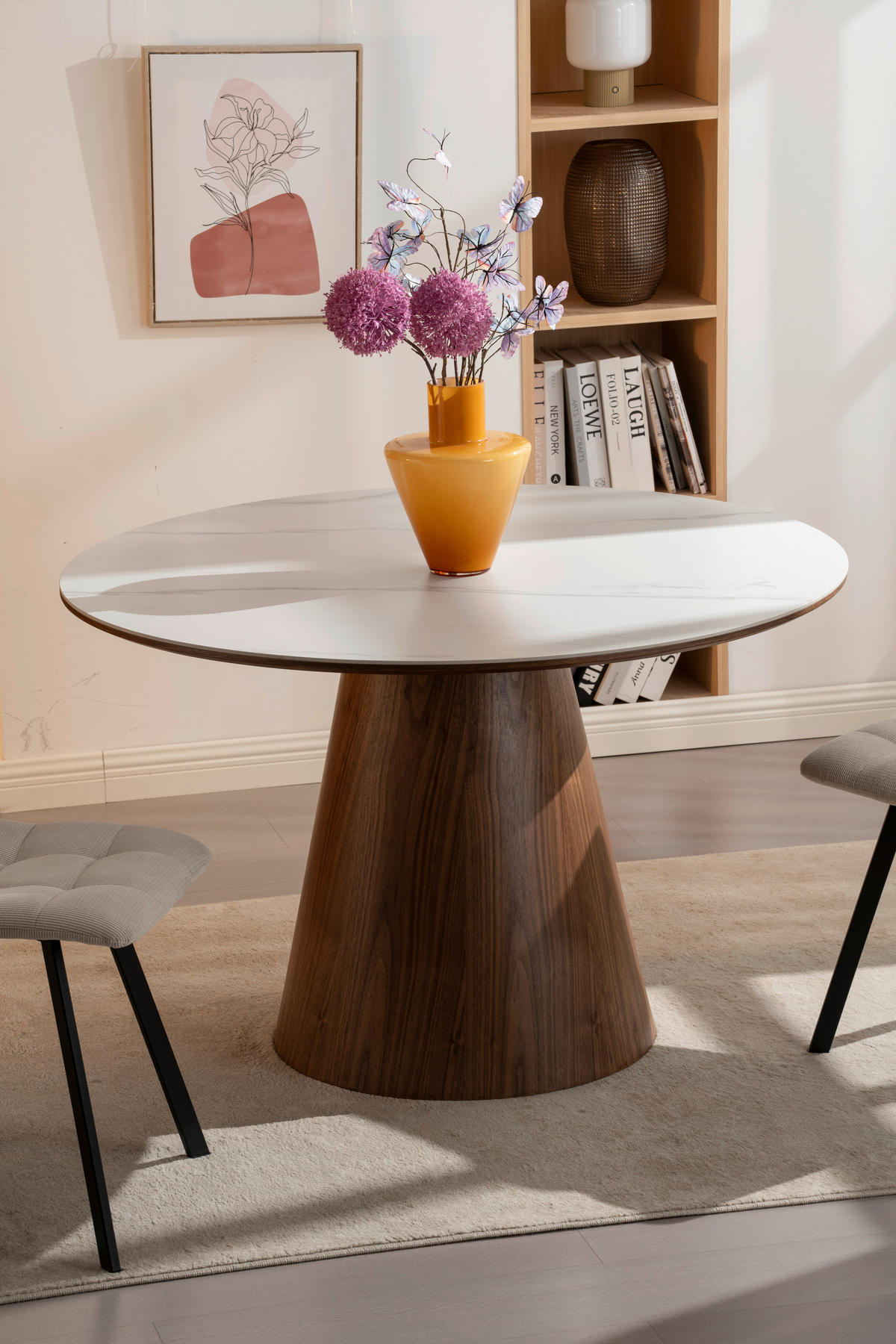 ÉTKEZŐASZTAL - diószínű/fehér, Modern, faalapú anyag/fa (120/75cm) - MID.YOU