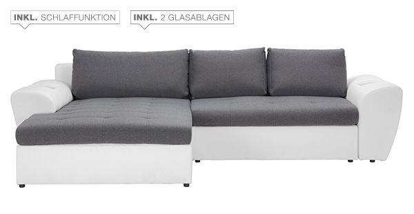 WOHNLANDSCHAFT in Anthrazit, Weiß Textil - Anthrazit/Schwarz, Design, Kunststoff/Textil (204/290cm) - CARRYHOME