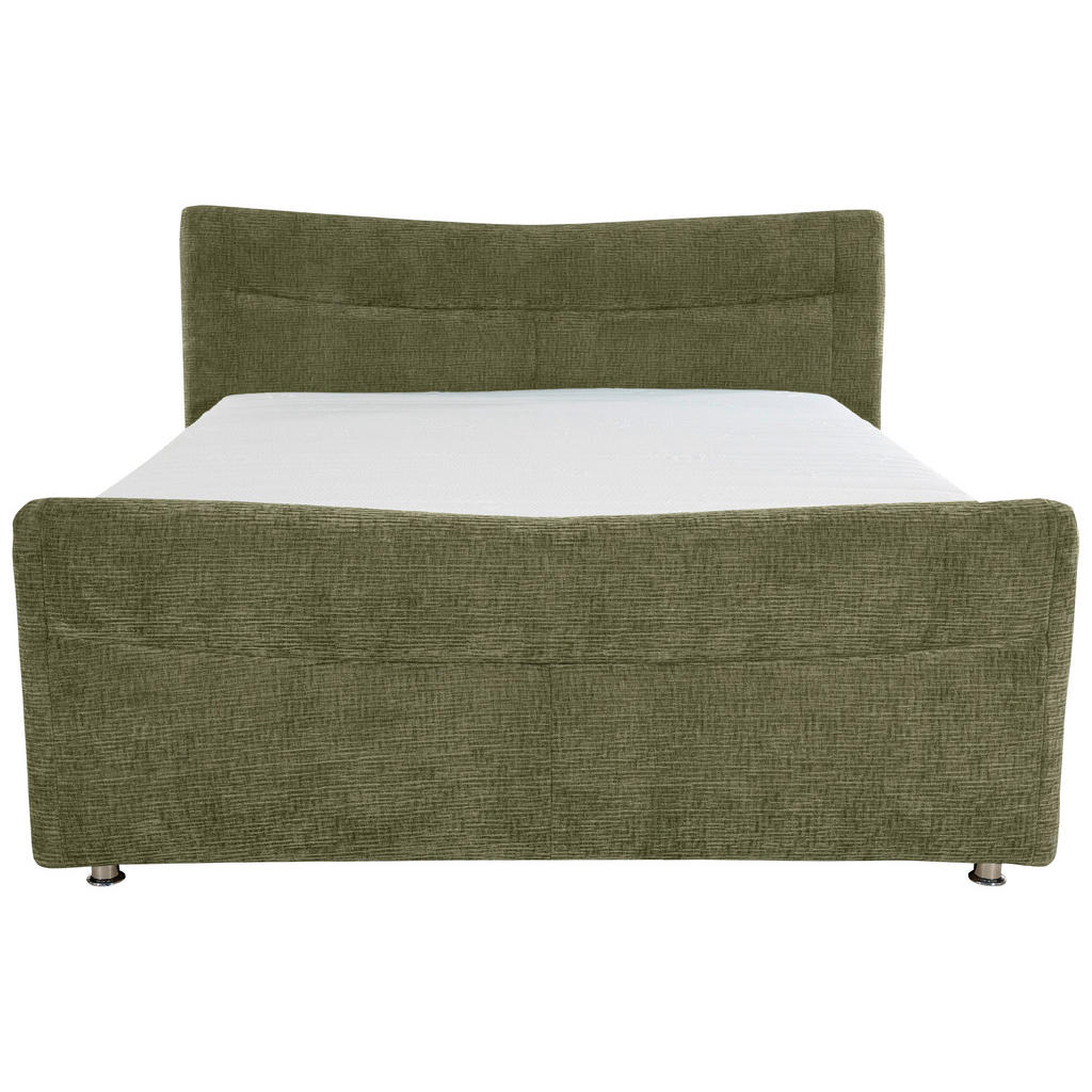 Thumbnail - Esposa Boxspringbett, Olivgrün, Textil, H2, Höhe ca. 18 cm, 140x200 cm, Bettkasten, Topper durchgehend, Matratze in vers...