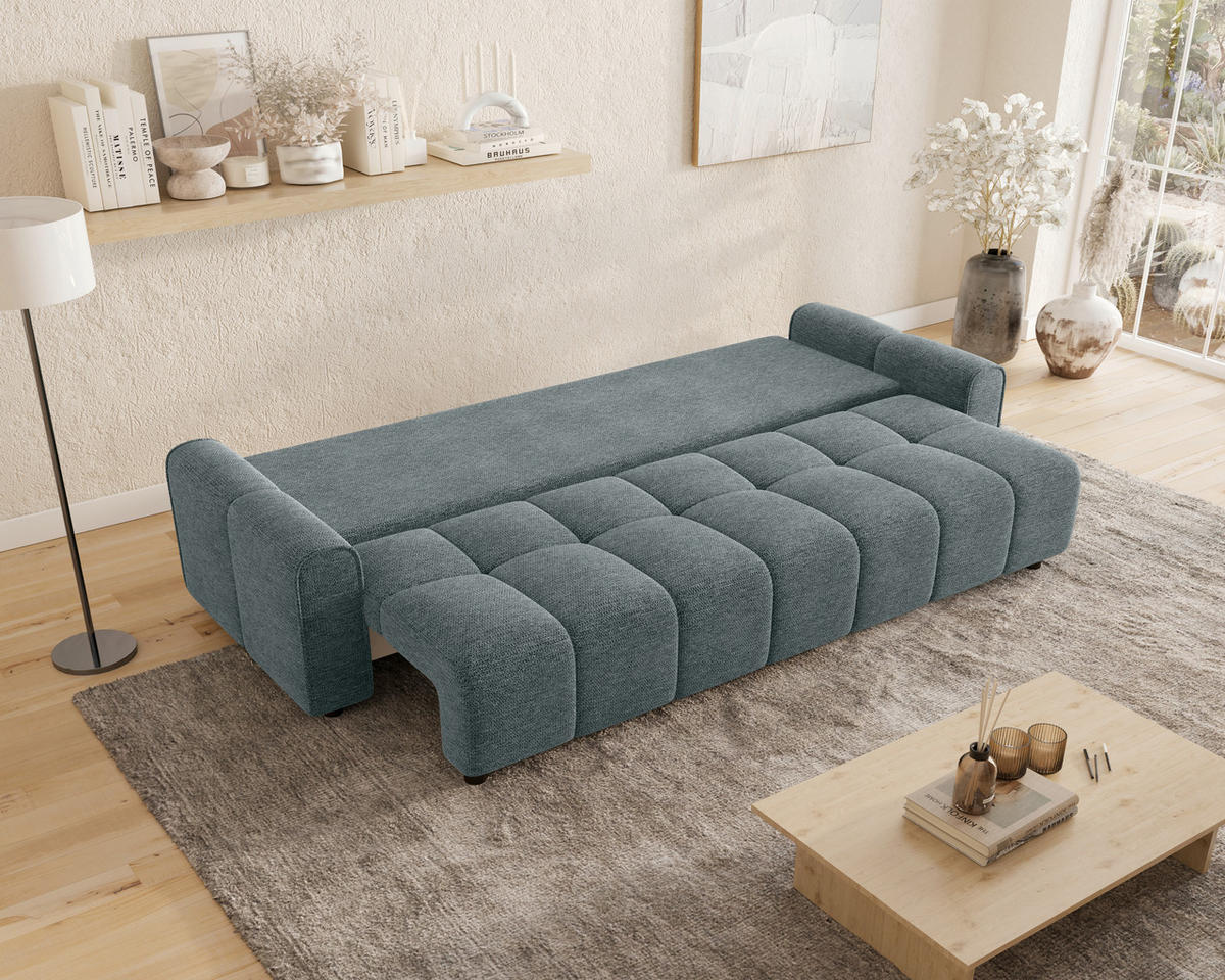 SCHLAFSOFA OLIVIER in Struktur Grau  - Schwarz/Grau, MODERN, Kunststoff/Textil (236/90/100cm) - MID.YOU