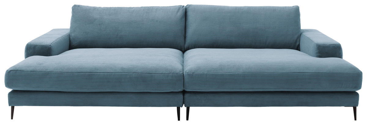 BIGSOFA  in Cord Blau, Petrol  - Blau/Petrol, Design, Textil/Metall (296/83/177cm) - Dieter Knoll