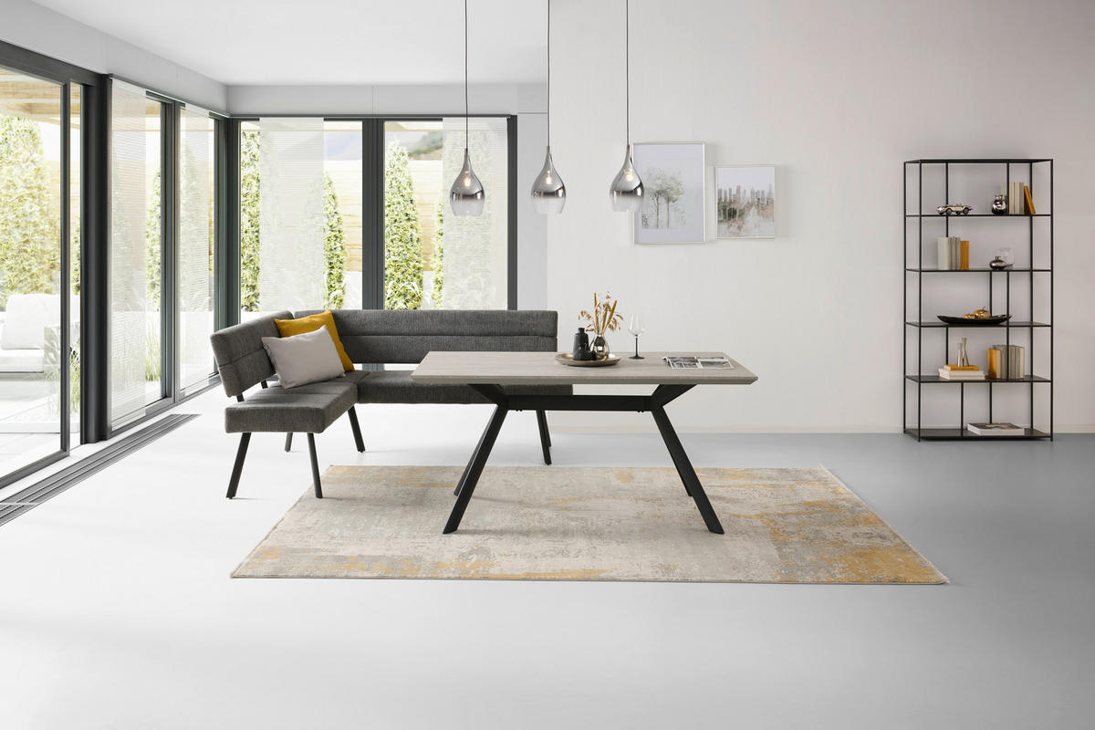 ECKBANK 150/190 cm Webstoff Anthrazit   - Anthrazit/Schwarz, KONVENTIONELL, Textil/Metall (150/190cm) - MID.YOU