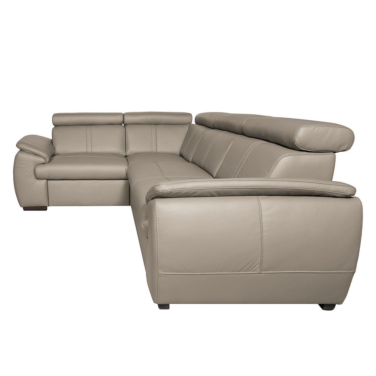 ECKSOFA Hellgrau Echtleder  - Wengefarben/Hellgrau, Design, Leder/Holz (193/265cm) - Livetastic