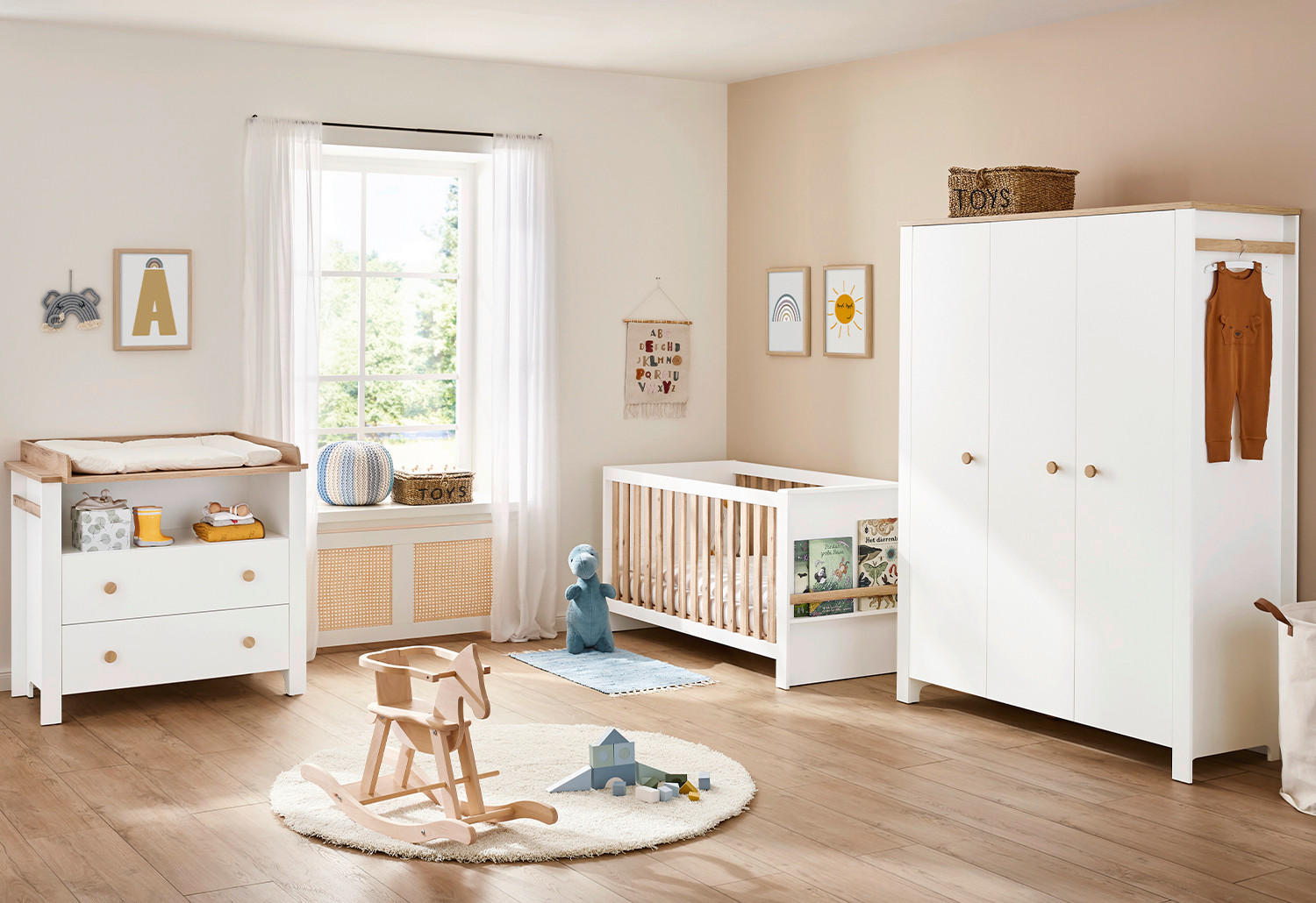 BABYZIMMER LOVA  - Eichefarben/Weiß, Basics, Holz - Pinolino