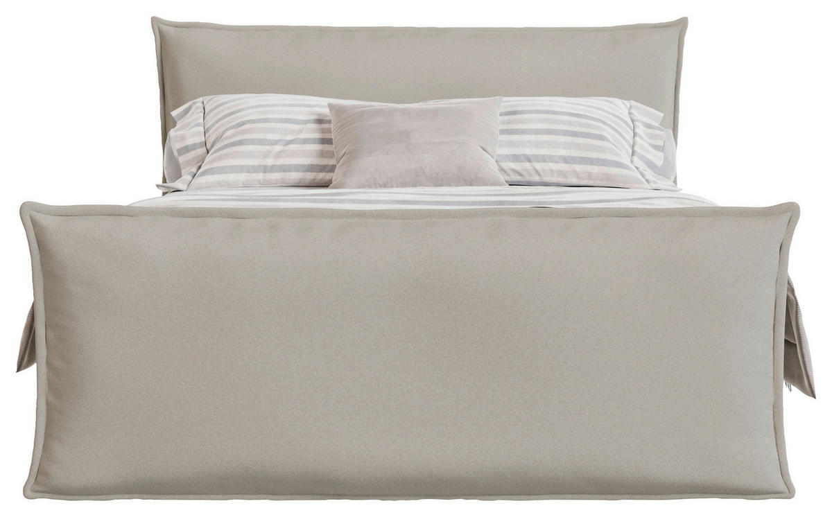 BOXSPRINGBETT 160/200 cm  in Creme  - Creme/Schwarz, MODERN, Textil (160/200cm) - MID.YOU
