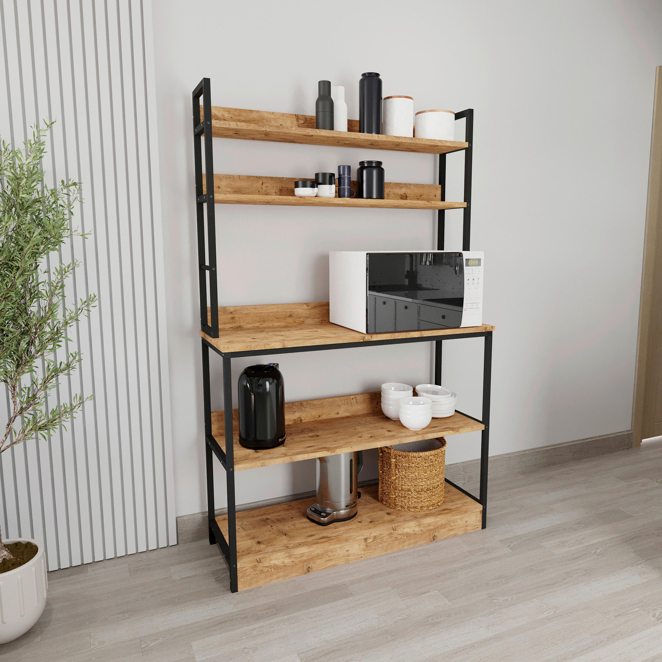 KÜCHENREGAL 101/161/36 cm  in Honigeiche  - Honigeiche, Design, Holzwerkstoff/Metall (101/161/36cm) - MID.YOU