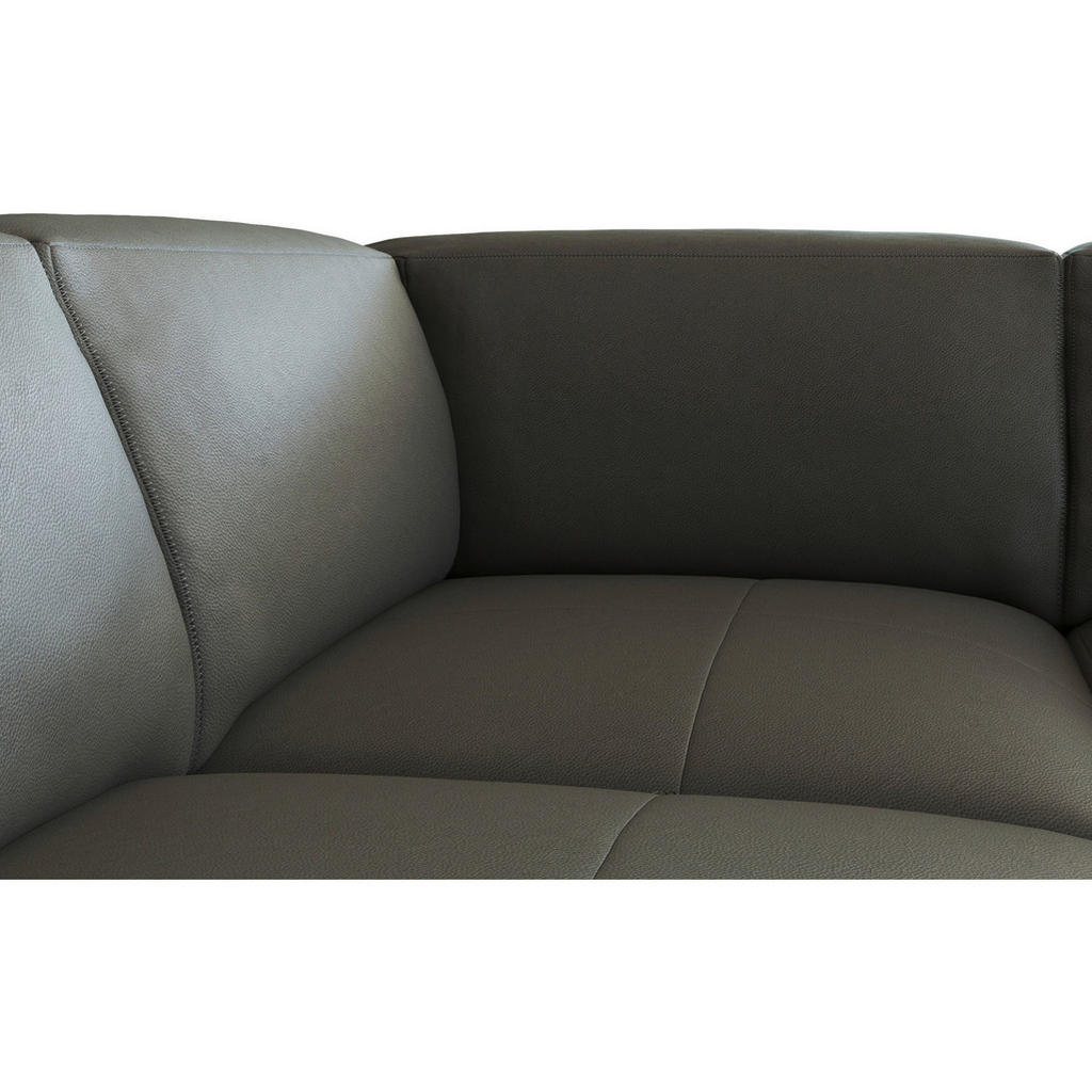 Thumbnail - Livetastic Ecksofa, Dunkelgrau, Leder, Echtleder, Birke, vollmassiv, 5-Sitzer, Ottomane rechts, L-Form, 256x231 cm, Gold...