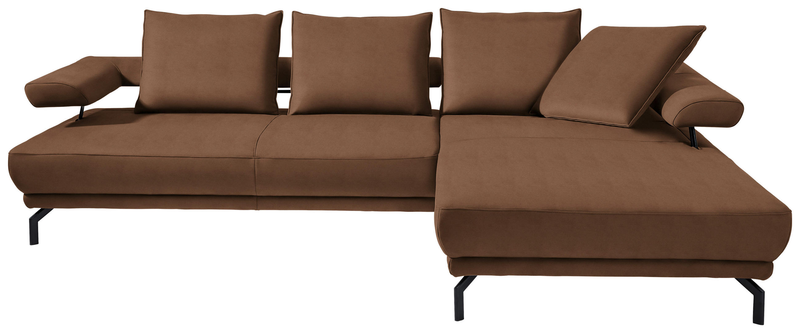 ECKSOFA in Mikrofaser Hellbraun  - Hellbraun/Schwarz, Design, Textil/Metall (305/224cm) - Dieter Knoll