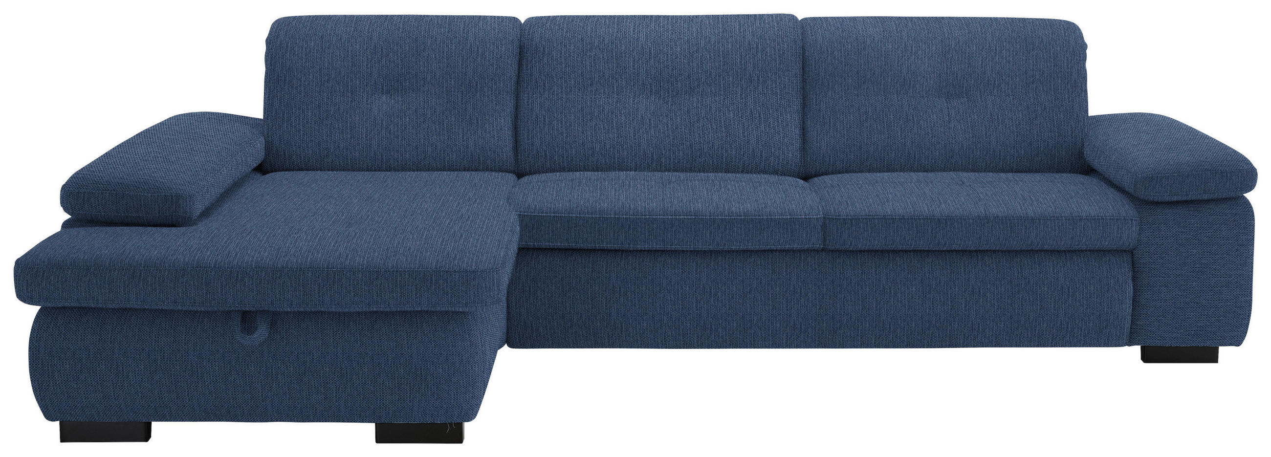 ECKSOFA in Flachgewebe Dunkelblau  - Schwarz/Dunkelblau, Design, Textil/Metall (174/297cm) - Beldomo Style