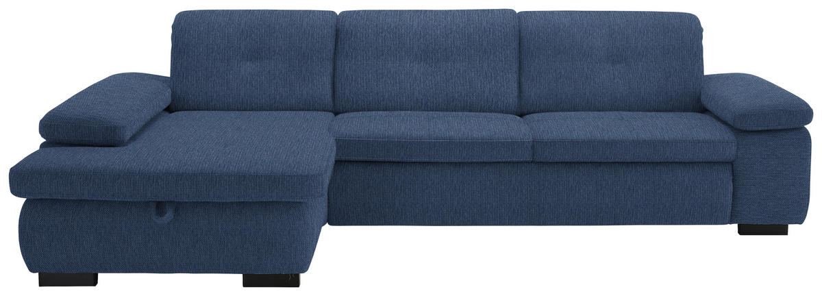 ECKSOFA in Flachgewebe Dunkelblau  174/297 cm  - Schwarz/Dunkelblau, Design, Textil/Metall (174/297cm) - Beldomo Style