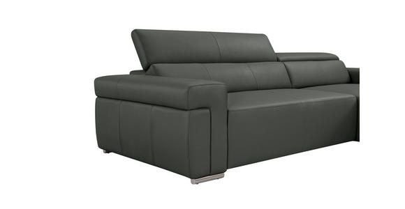 ECKSOFA DUA in Echtleder Anthrazit  293/170 cm  - Chromfarben/Anthrazit, Design, Leder/Metall (293/170cm) - Novel